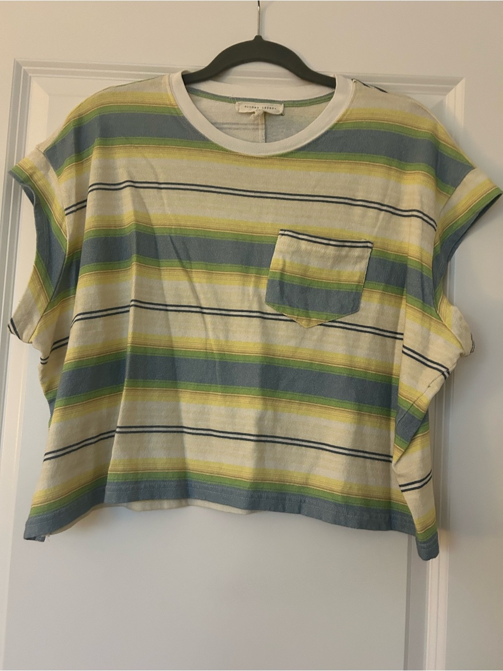 Striped Pocket Tee in Yellow & Blue